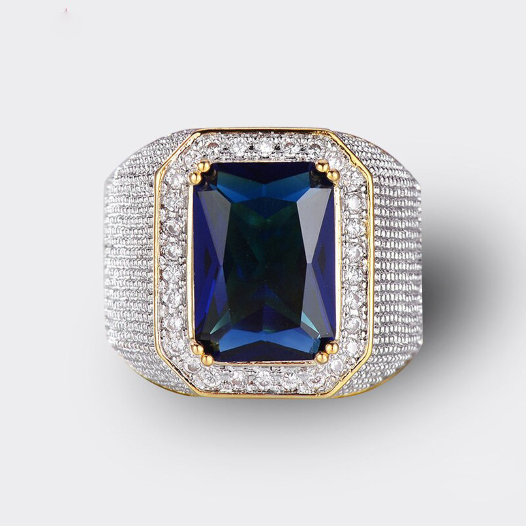 Vintage Rectangle Sapphire 925 Silver Ring