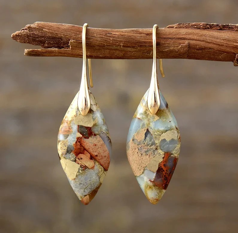 Ethnic Design Drop Jasper Earrings