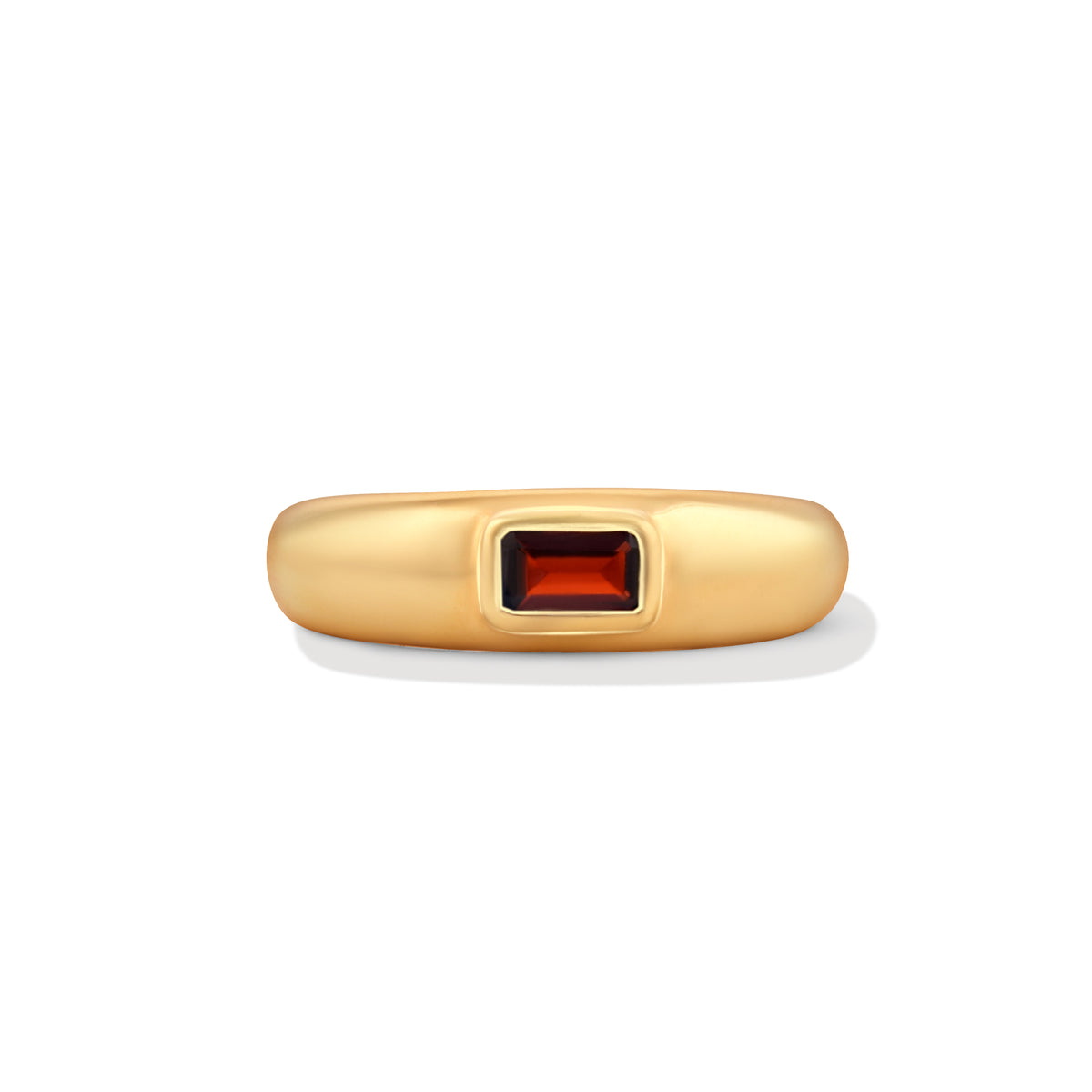Garnet Domed Gold Ring
