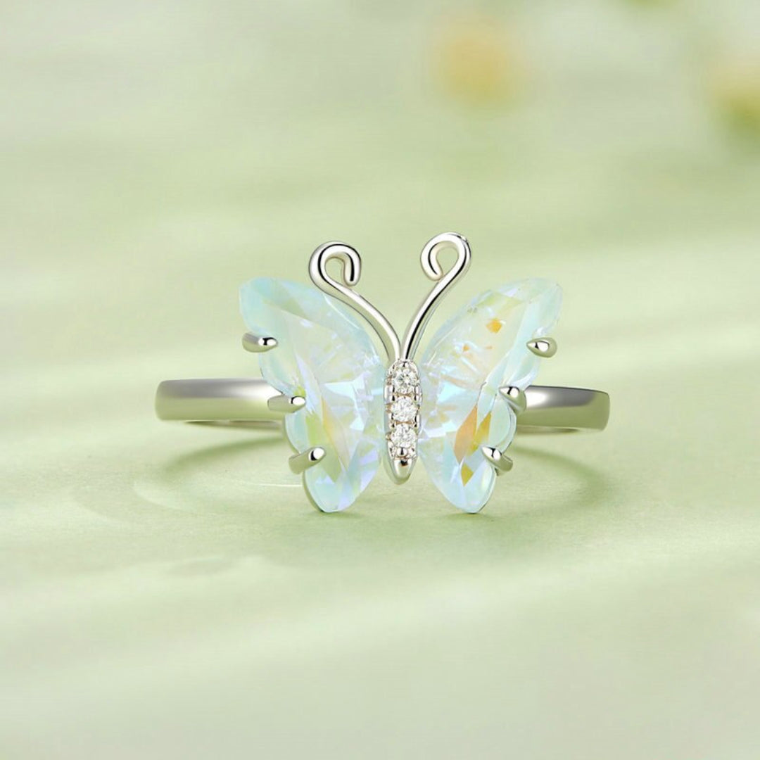 Butterfly Aquamarine Sterling Silver Ring