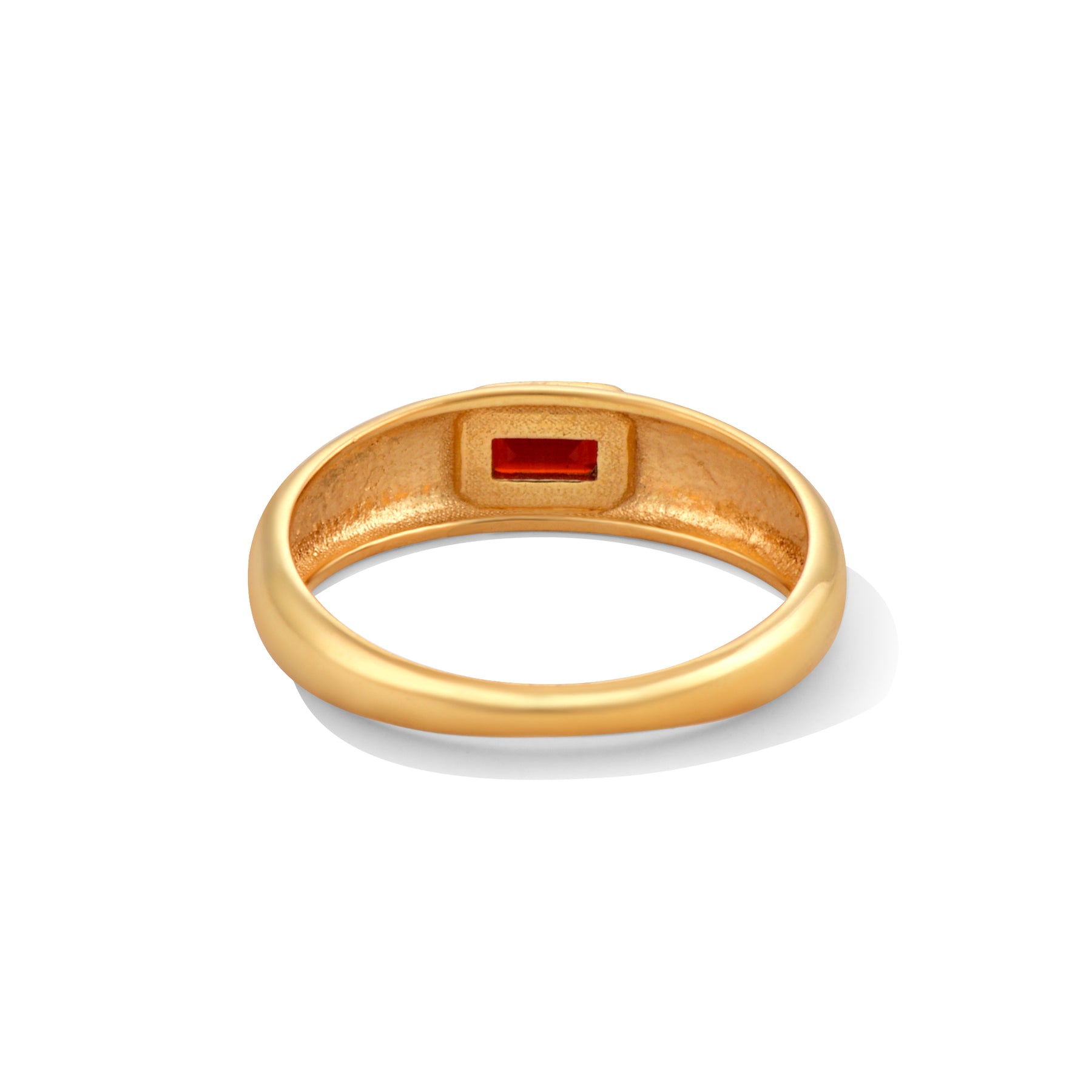 Garnet Domed Gold Ring