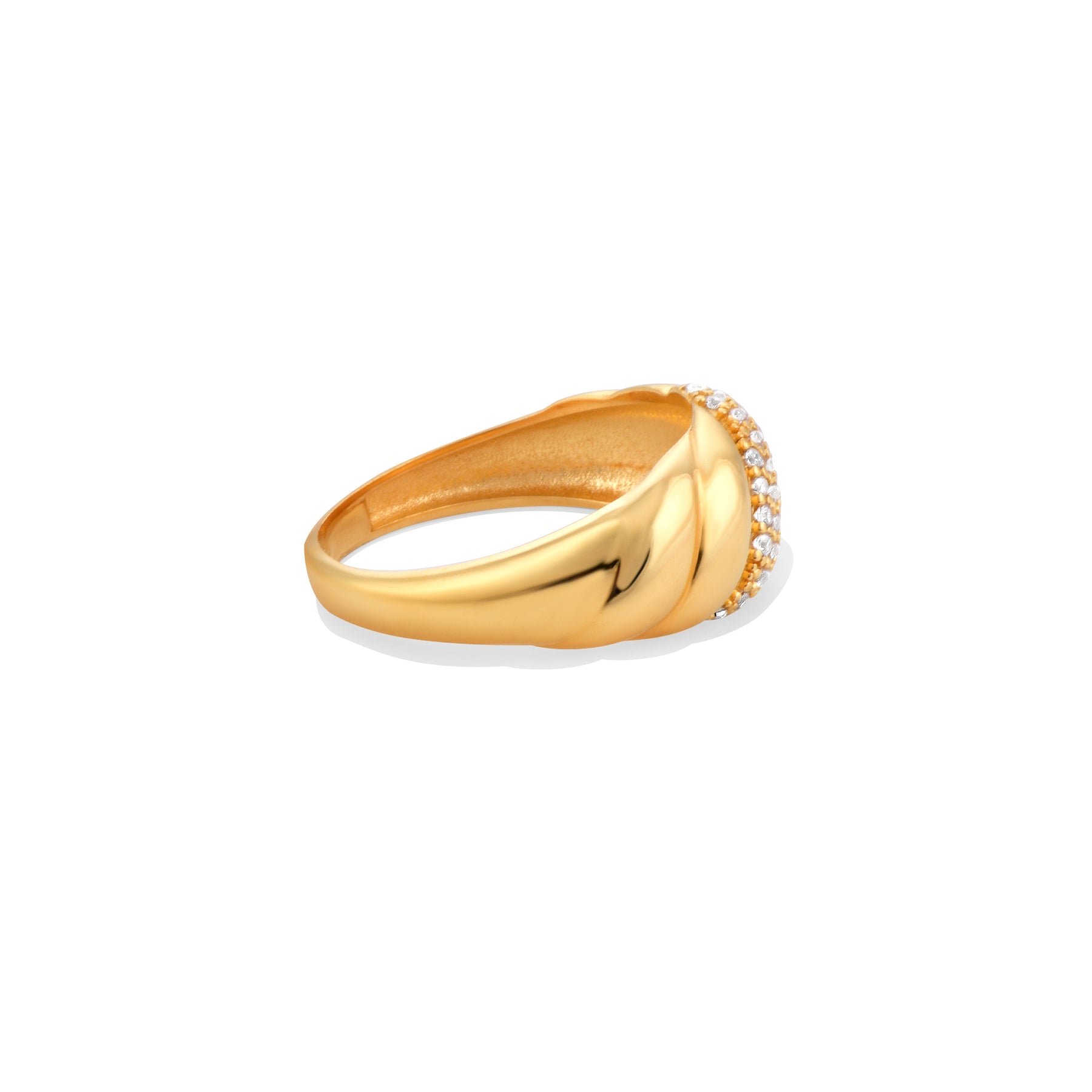 Croissant Zircon Gold Ring