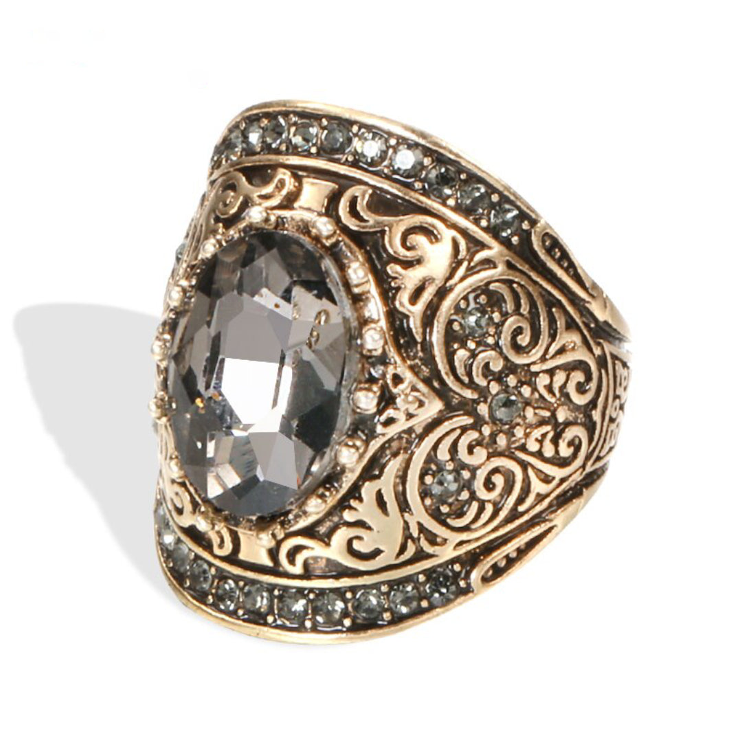 Gray Quartz Vintage Mosaic Ring