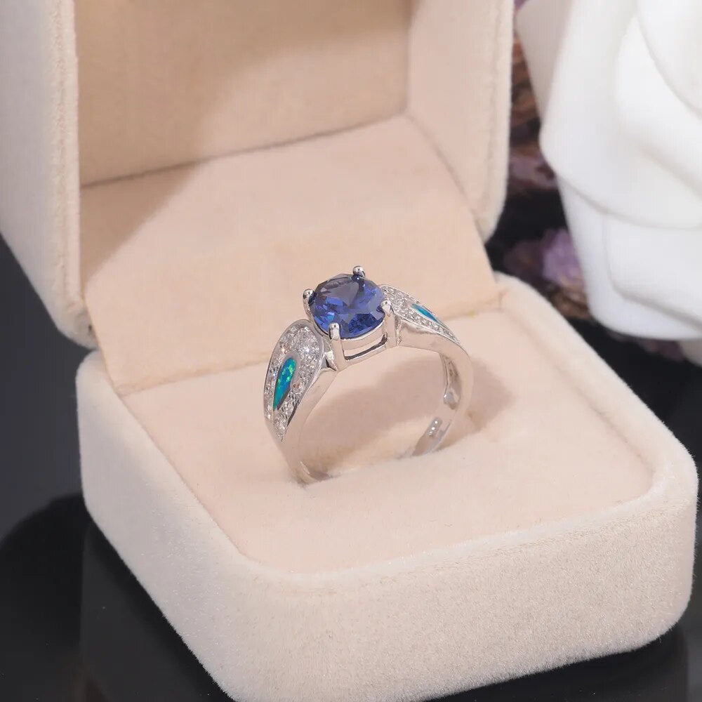 Chic Sapphire & Blue Fire Opal Ring
