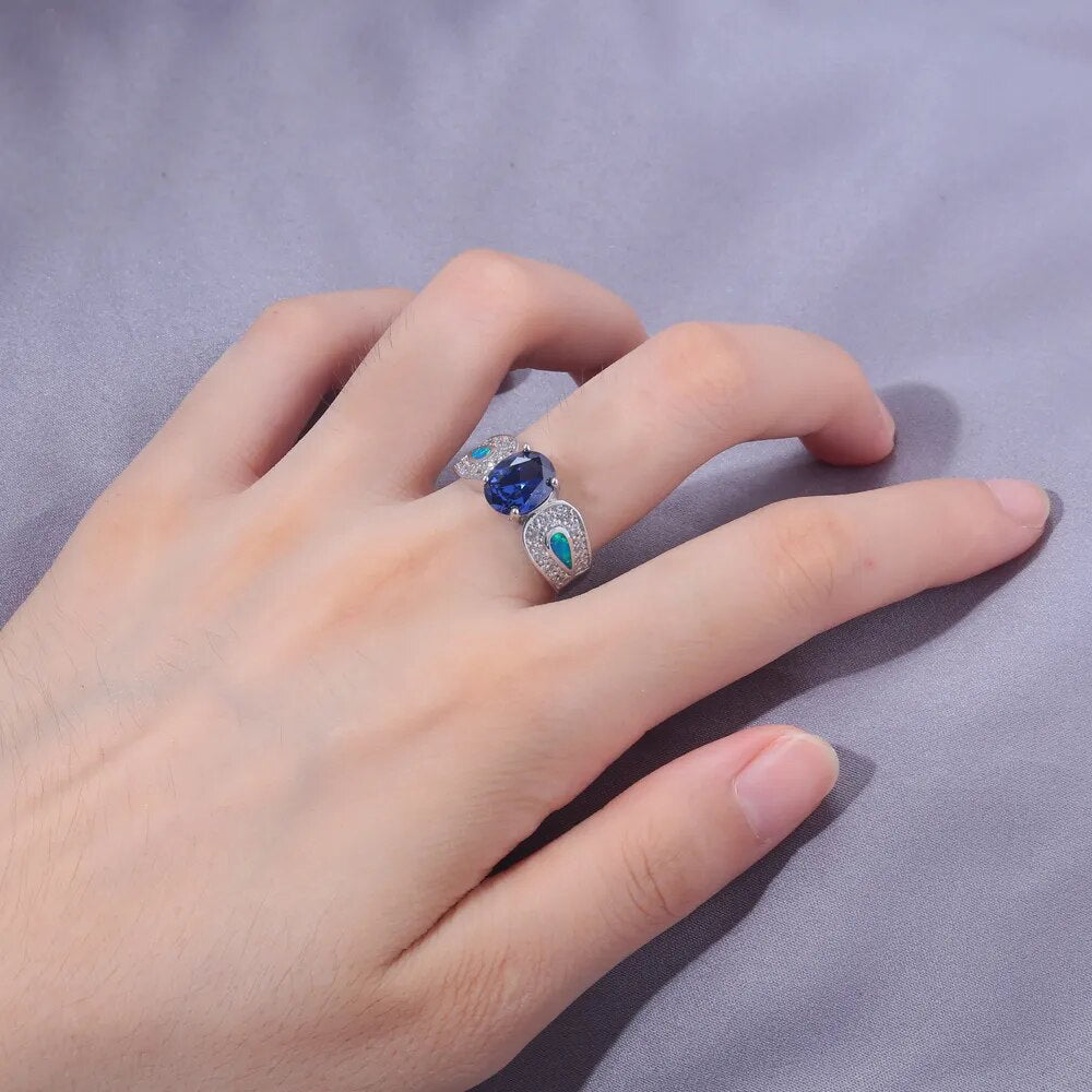 Chic Sapphire & Blue Fire Opal Ring