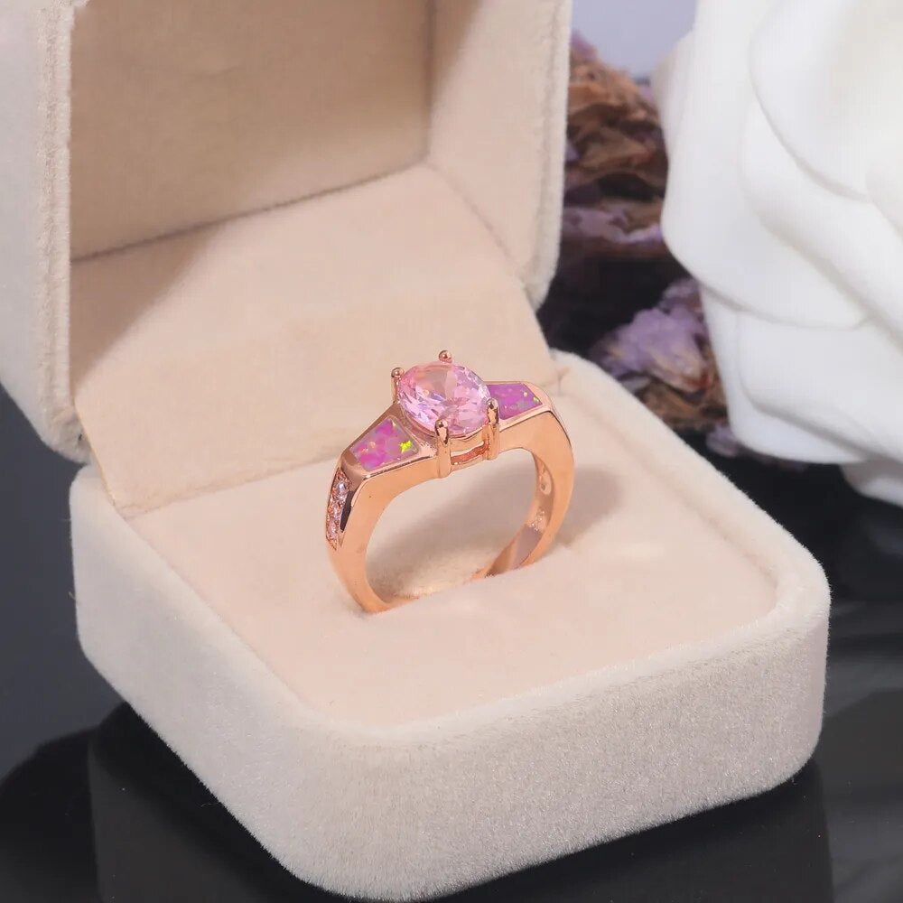 Vintage Pink Quartz & Pink Fire Opal Ring