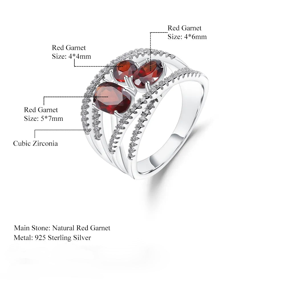 Chic 1.87 Carat Garnet 925 Sterling Silver Ring