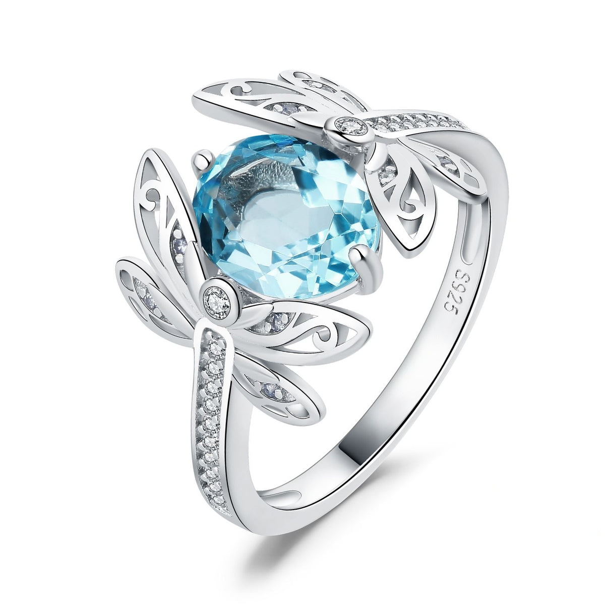 Dragonfly 3.6 Carat Blue Topaz Silver Ring