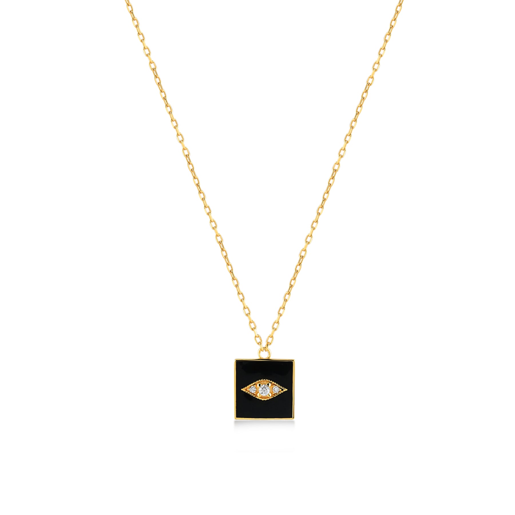 Black Square Evil Eye 24K Gold Vermeil Necklace
