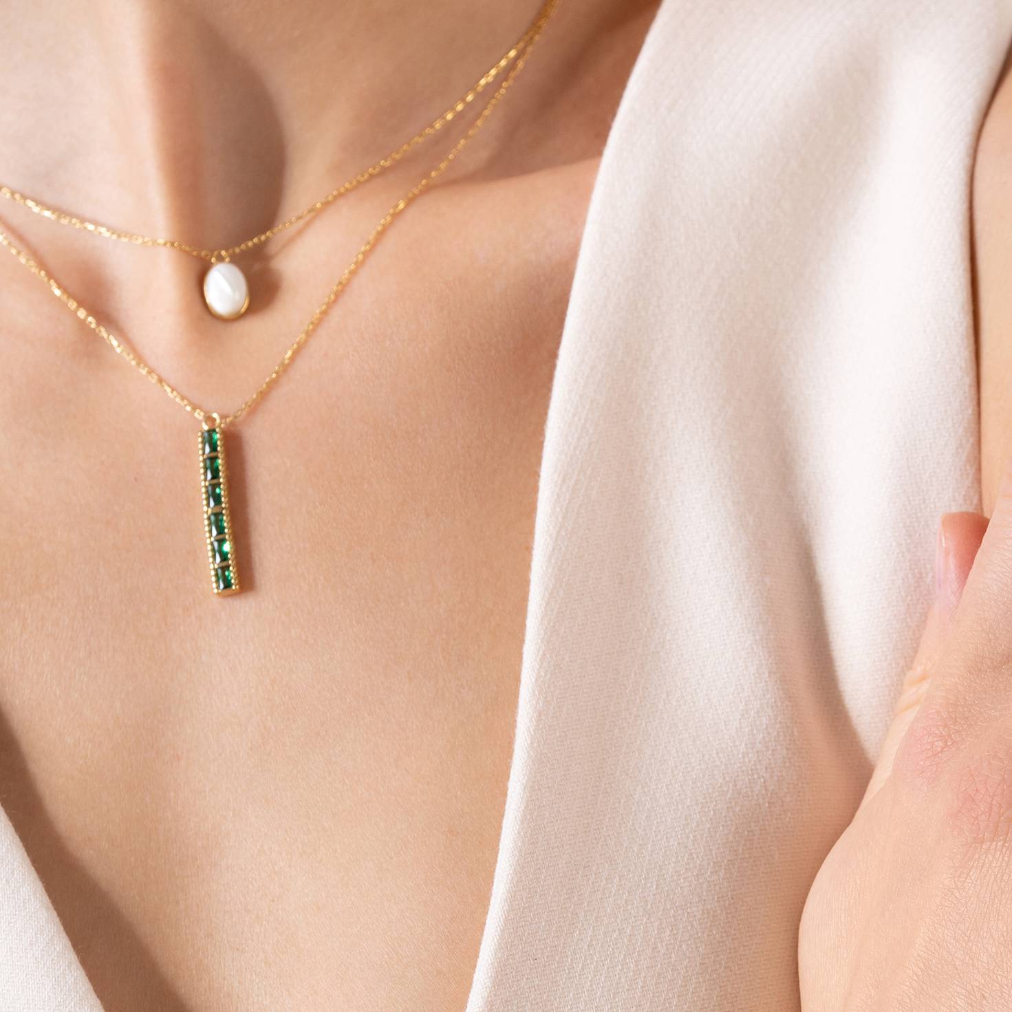 Theodora Emerald 24K Gold Necklace
