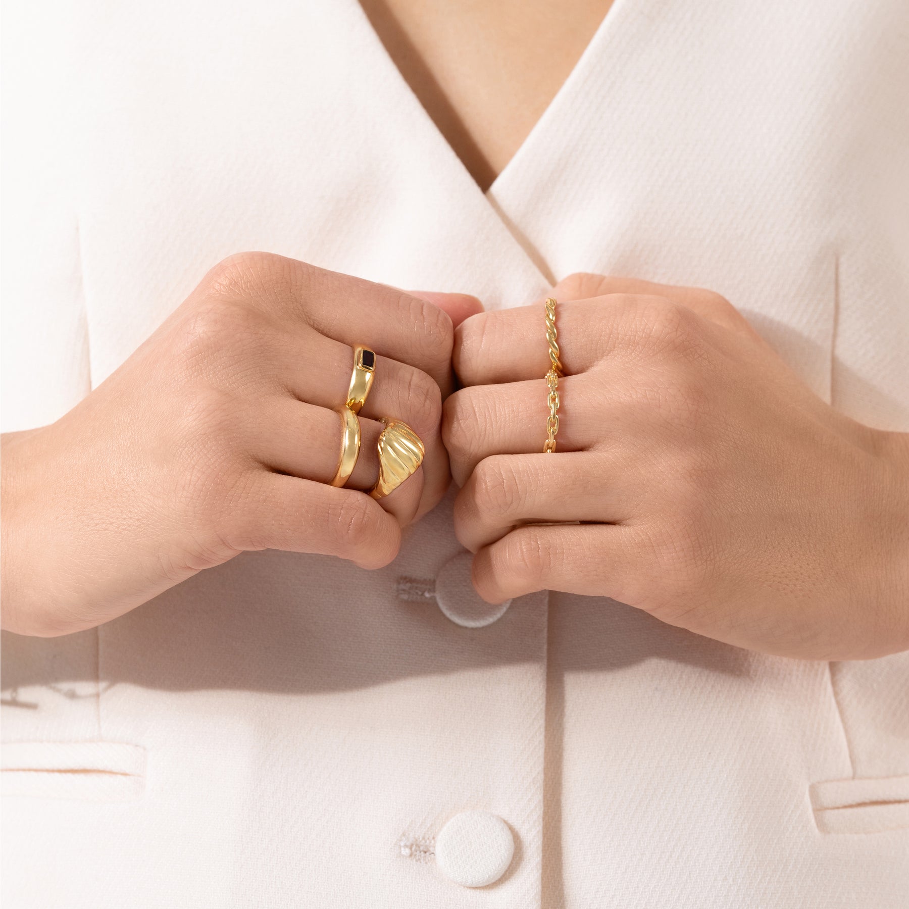 Garnet Domed Gold Ring