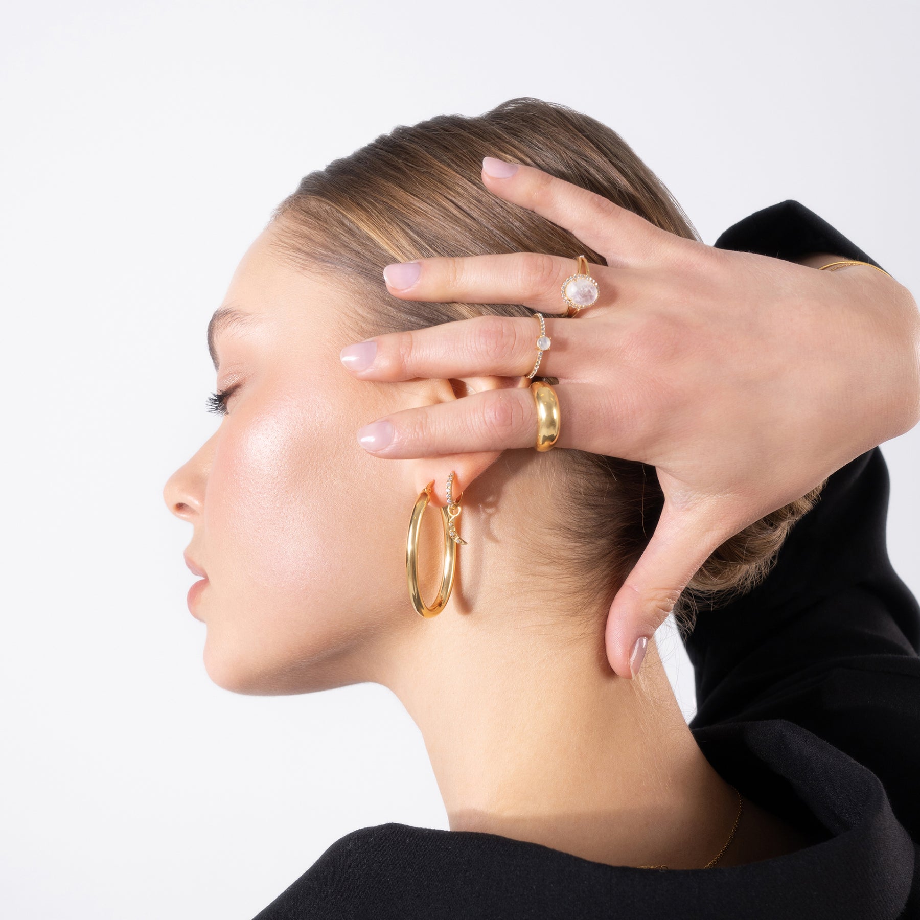 Pave Huggie 24K Gold Vermeil Hoop Earrings