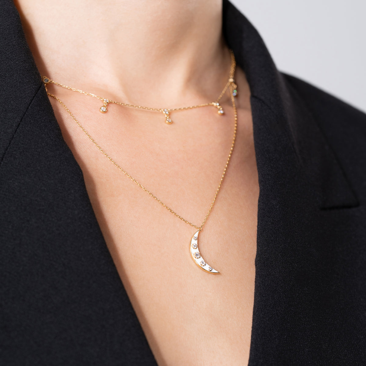 Crescent Moon Gold Vermeil Necklace