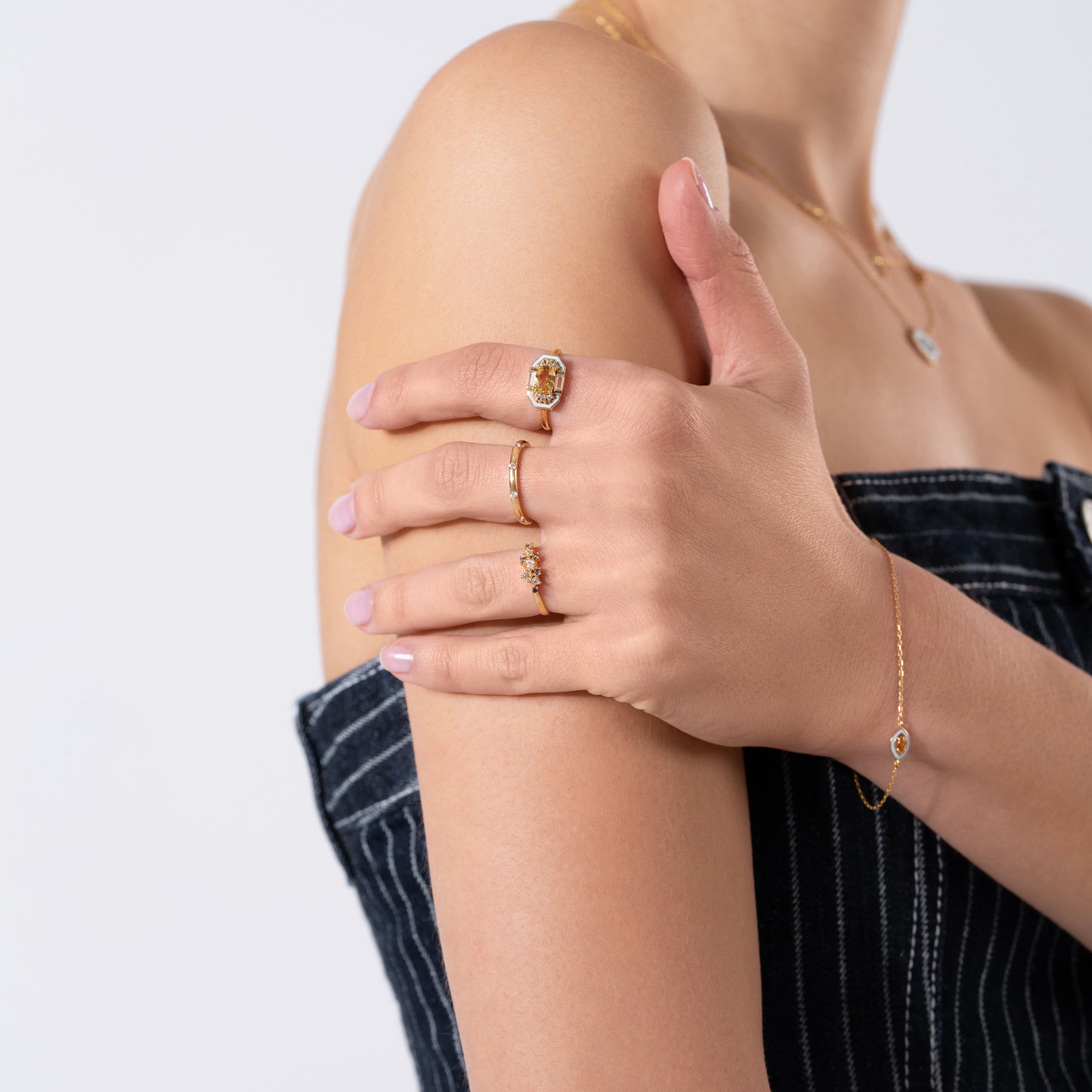 Zirconia Stacker Gold Ring