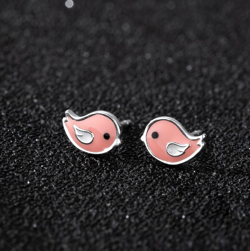 Sweet Birds 925 Sterling Silver Stud Earrings - Stud Earrings - Pretland | Spiritual Crystals & Jewelry