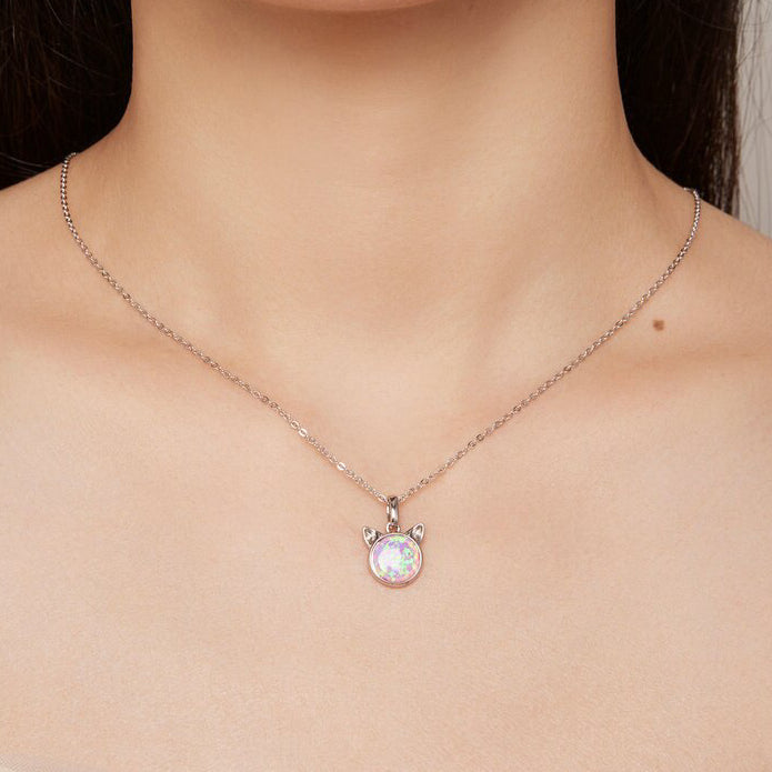 Cat Opal 925 Sterling Silver Necklace - Neclaces - Pretland | Spiritual Crystals & Jewelry