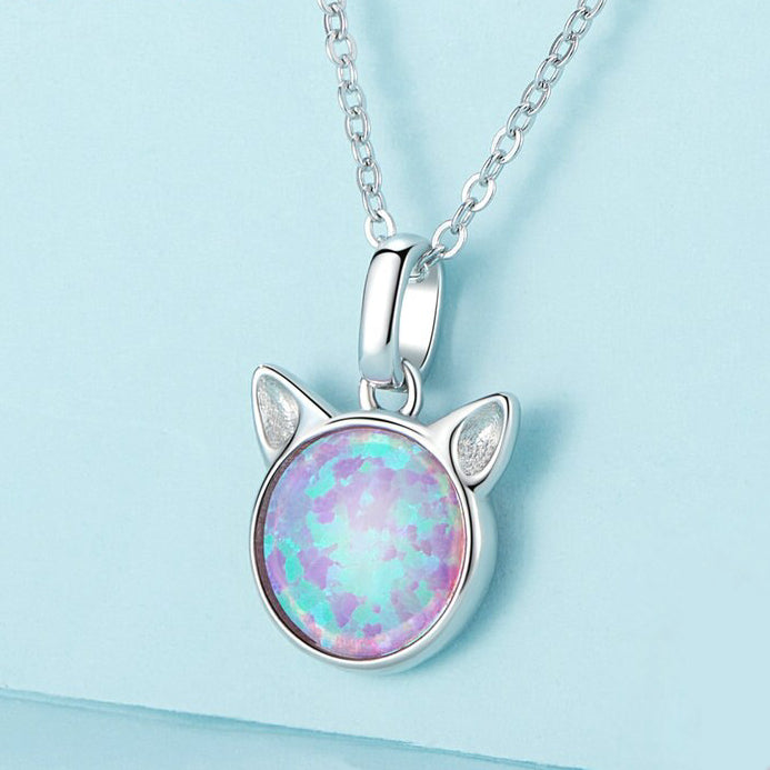 Cat Opal 925 Sterling Silver Necklace - Neclaces - Pretland | Spiritual Crystals & Jewelry