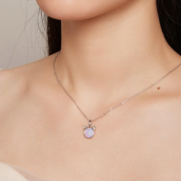 Cat Opal 925 Sterling Silver Necklace - Neclaces - Pretland | Spiritual Crystals & Jewelry