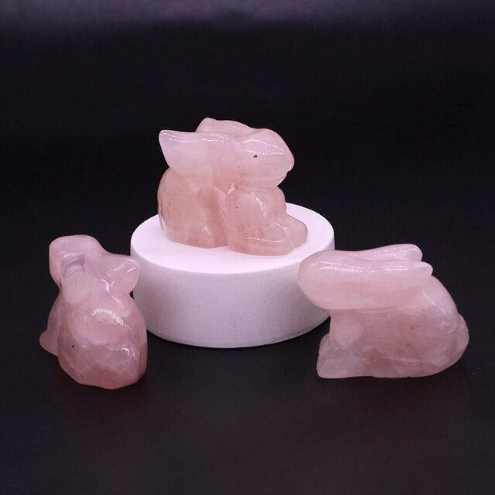 Sweet Rabbit Statue Natural Crystal Stone - Rose Quartz / 1PC - Spiritual Decors - Pretland | Spiritual Crystals & Jewelry