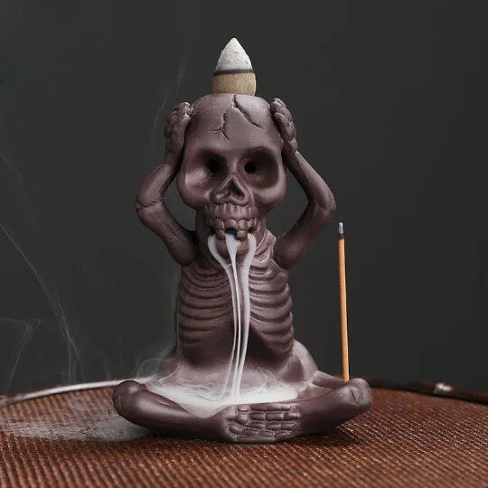 Skull Ceramic Backflow Incense Holder