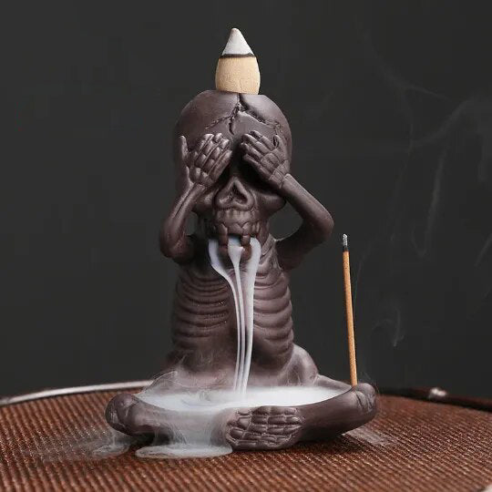 Skull Ceramic Backflow Incense Holder