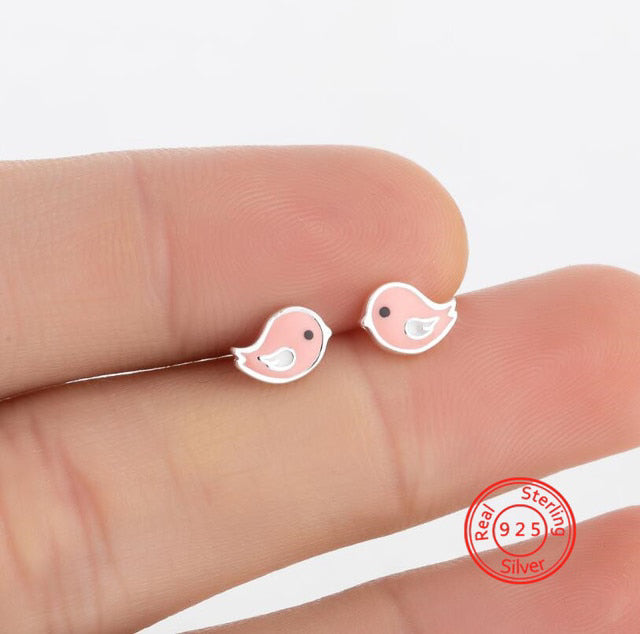 Sweet Birds 925 Sterling Silver Stud Earrings - Stud Earrings - Pretland | Spiritual Crystals & Jewelry