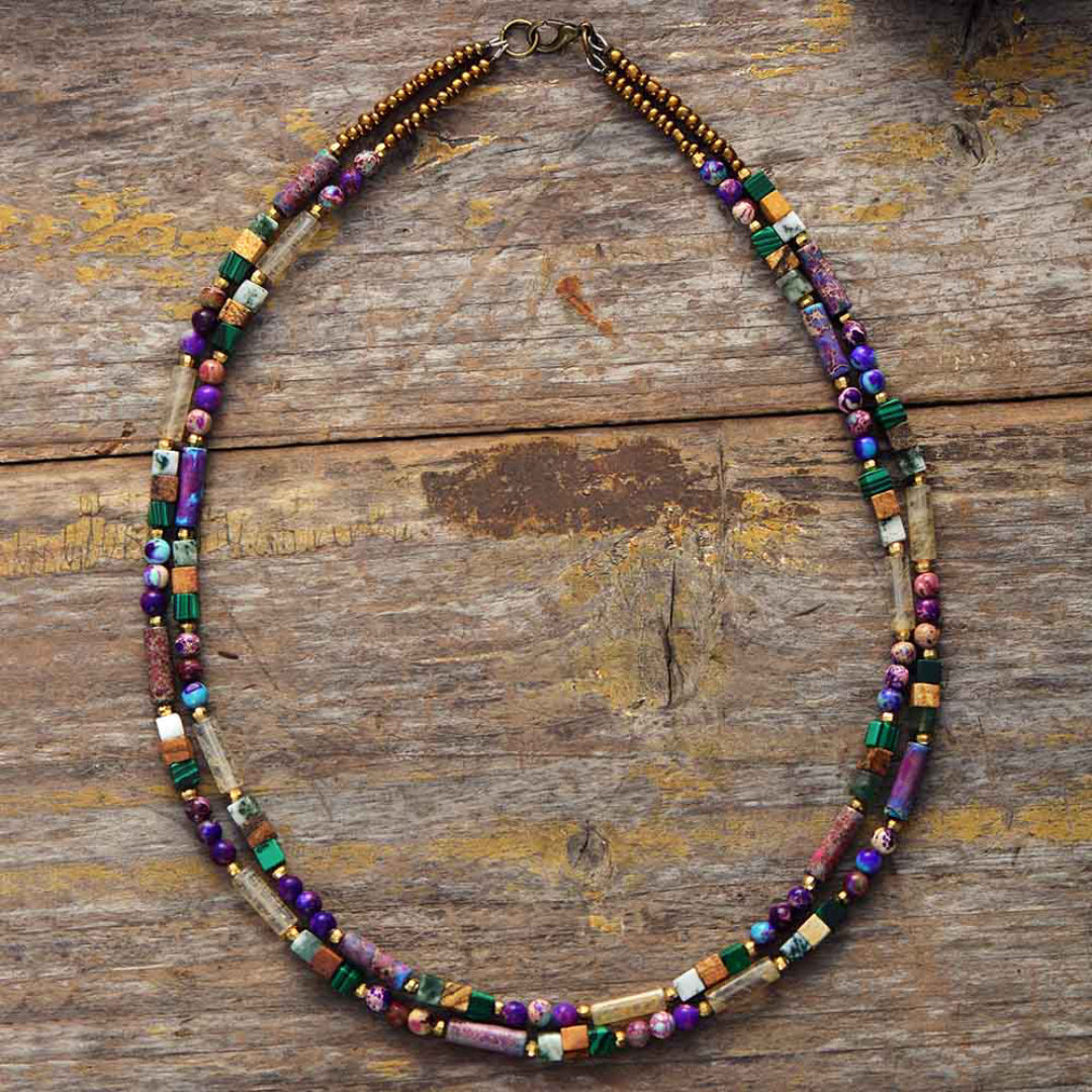 Bohemian Mix Stones Two Layers Necklace - Necklaces - Pretland | Spiritual Crystals & Jewelry
