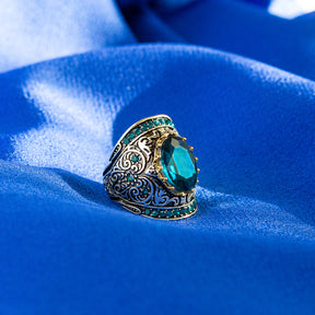 Vintage Aquamarine Silver Ring - Rings - Pretland | Spiritual Crystals & Jewelry