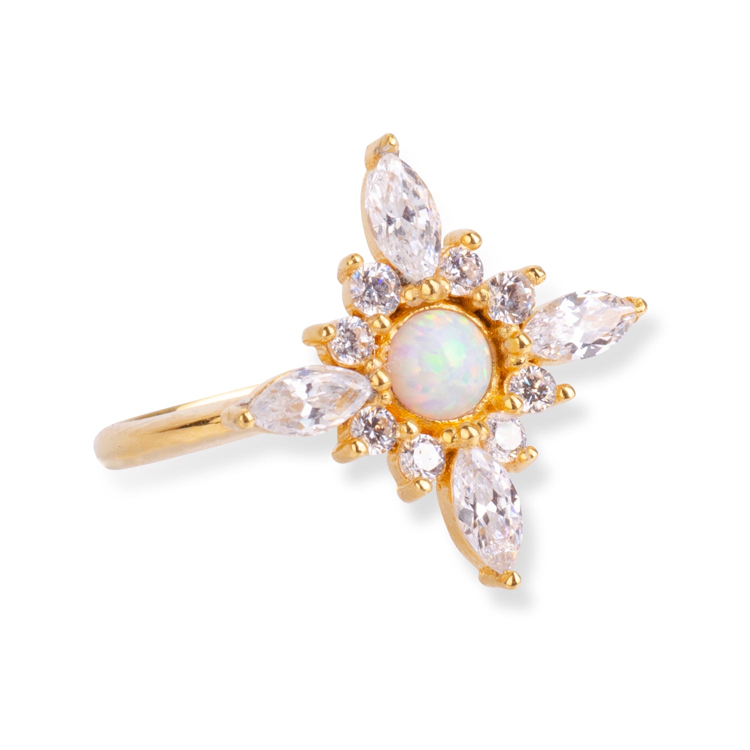 Flora Clear Quartz 24K Gold Ring - Gold Vermeil Ring - Pretland | Spiritual Crystals & Jewelry