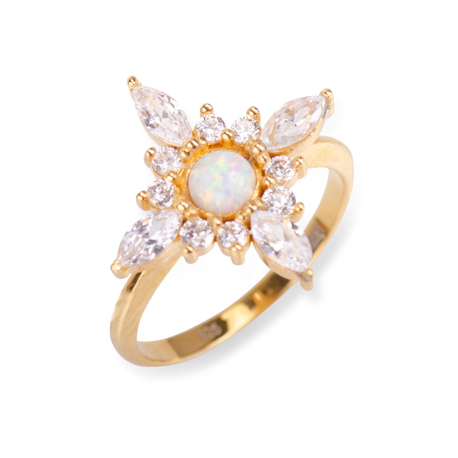 Flora Clear Quartz 24K Gold Ring - Gold Vermeil Ring - Pretland | Spiritual Crystals & Jewelry