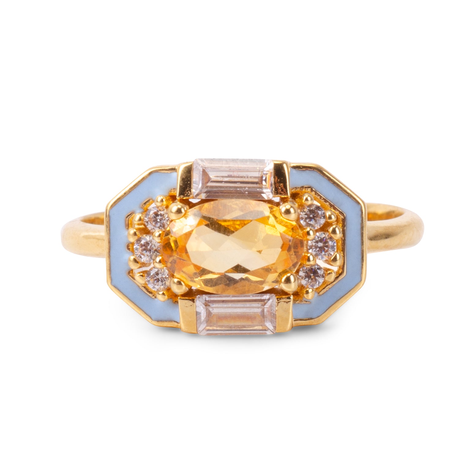 Lena Citrine 24K Gold Ring - Gold Vermeil Ring - Pretland | Spiritual Crystals & Jewelry