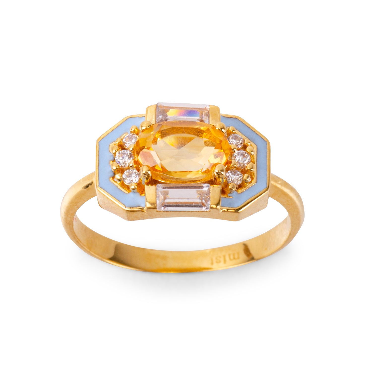 Lena Citrine 24K Gold Ring - Gold Vermeil Ring - Pretland | Spiritual Crystals & Jewelry