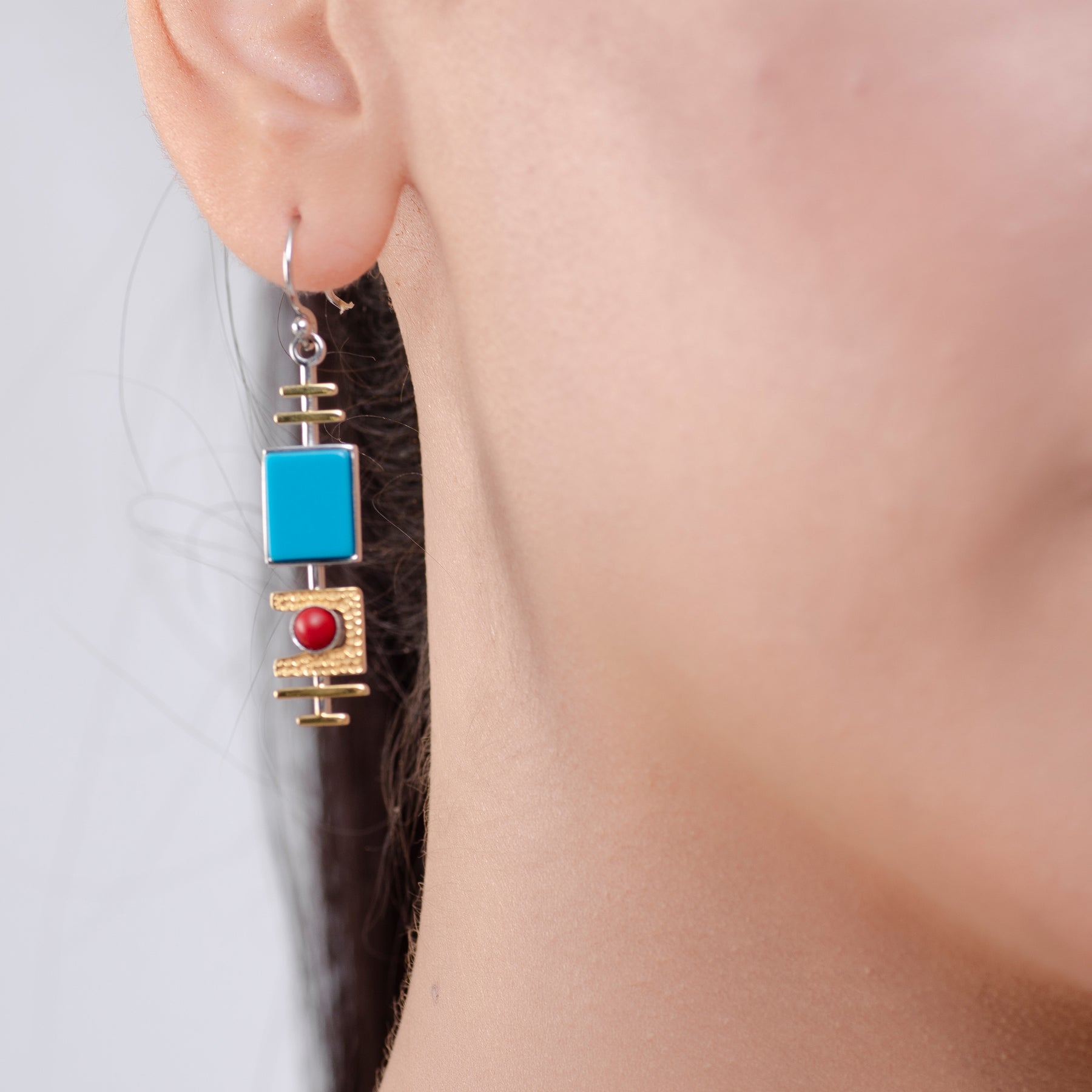 Turquoise Dangle Silver Earrings - Earrings - Pretland | Spiritual Crystals & Jewelry