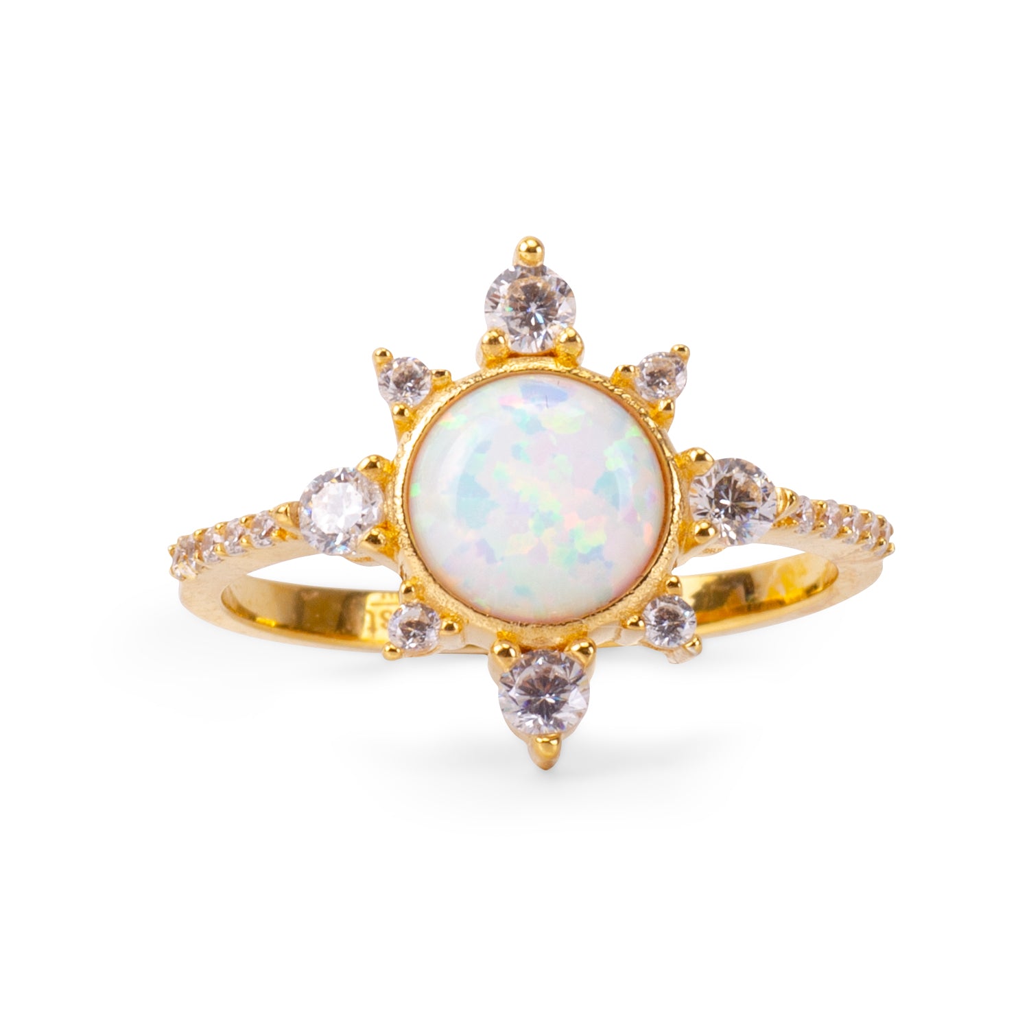 Sunshine White Opal 24K Gold Ring - Gold Vermeil Ring - Pretland | Spiritual Crystals & Jewelry