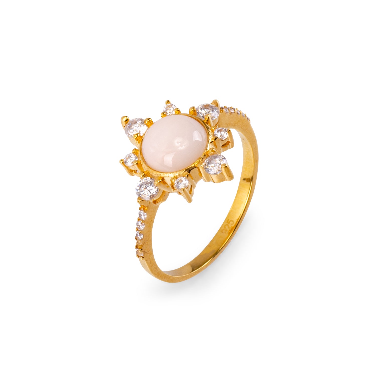 Sunshine Pink Opal 24K Gold Ring - Gold Vermeil Ring - Pretland | Spiritual Crystals & Jewelry