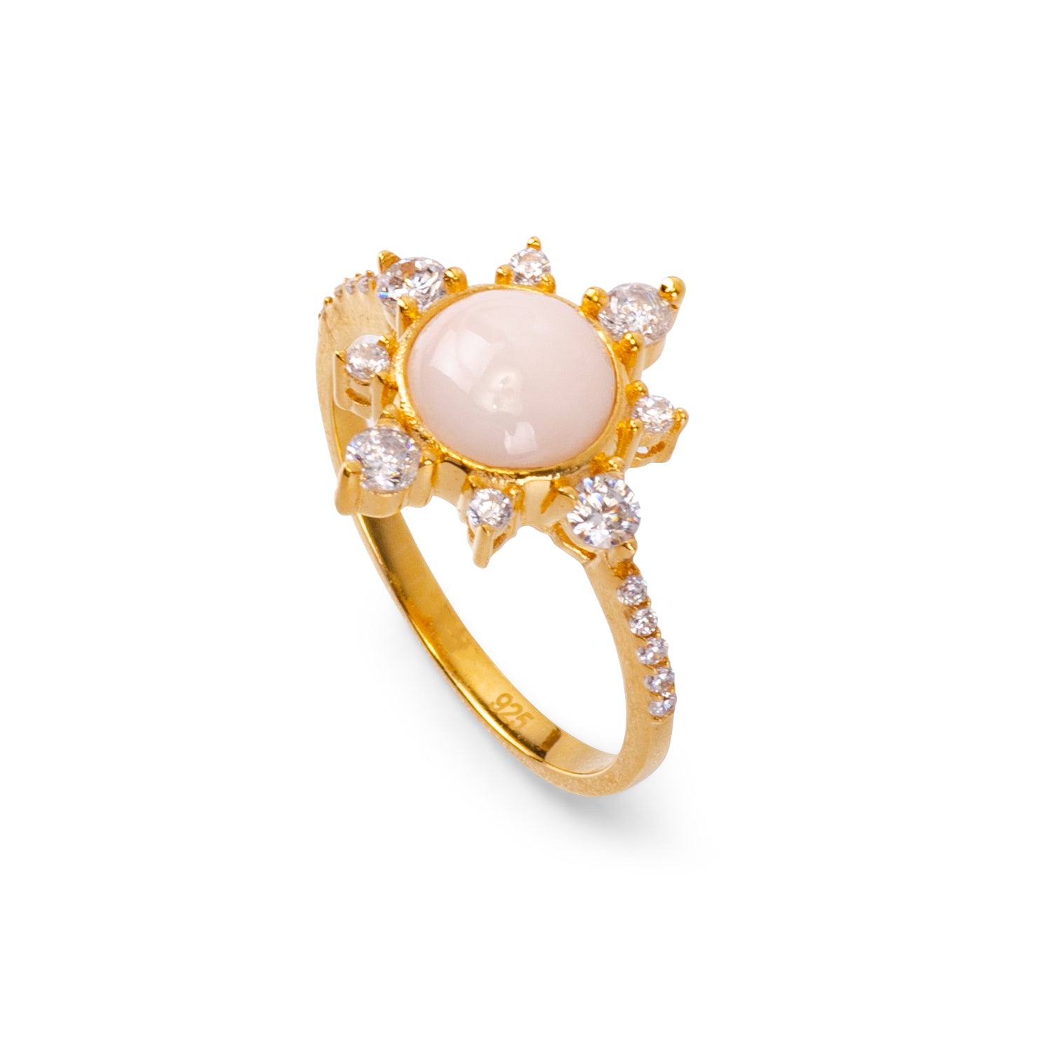 Sunshine Pink Opal 24K Gold Ring - Gold Vermeil Ring - Pretland | Spiritual Crystals & Jewelry