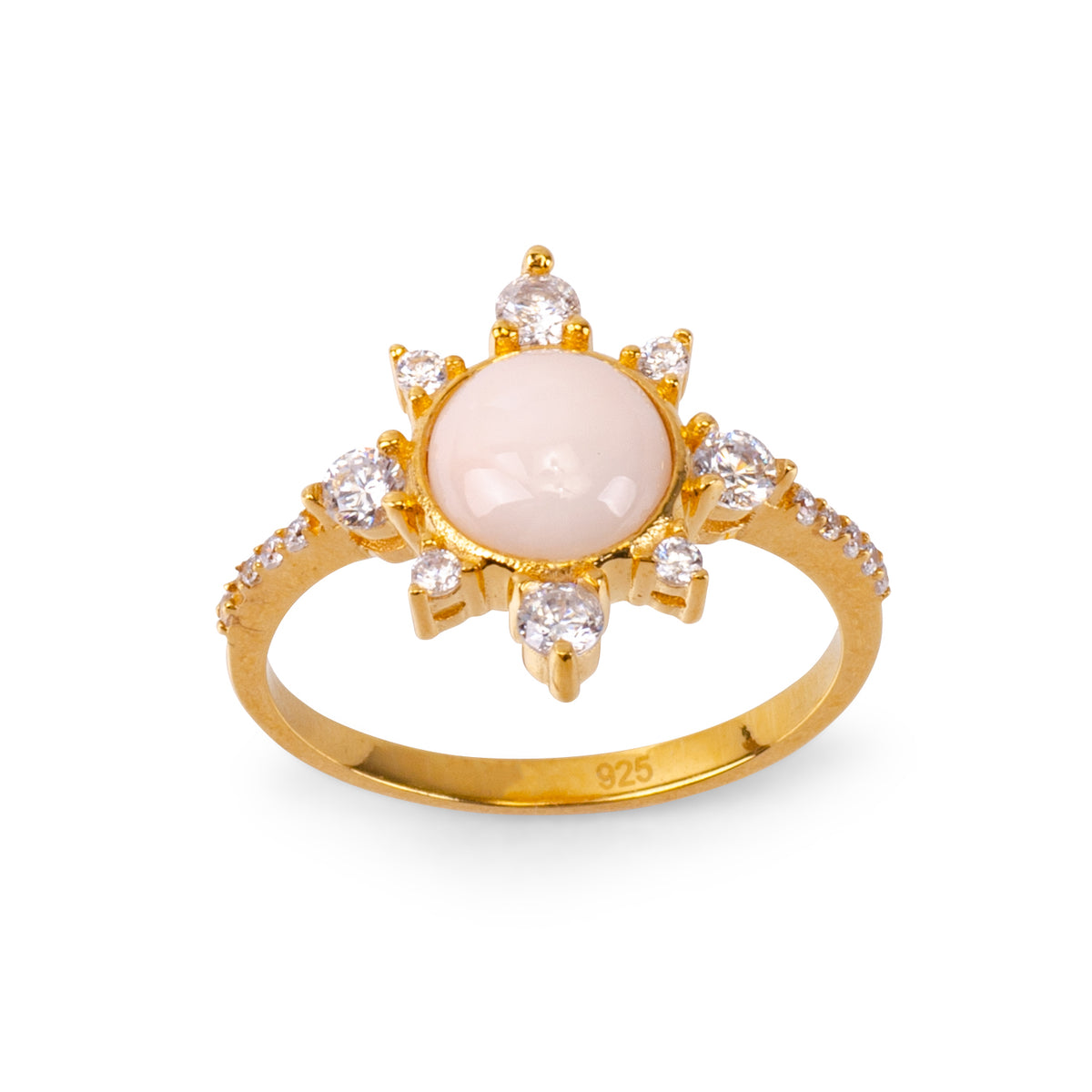 Sunshine Pink Opal 24K Gold Ring - Gold Vermeil Ring - Pretland | Spiritual Crystals & Jewelry