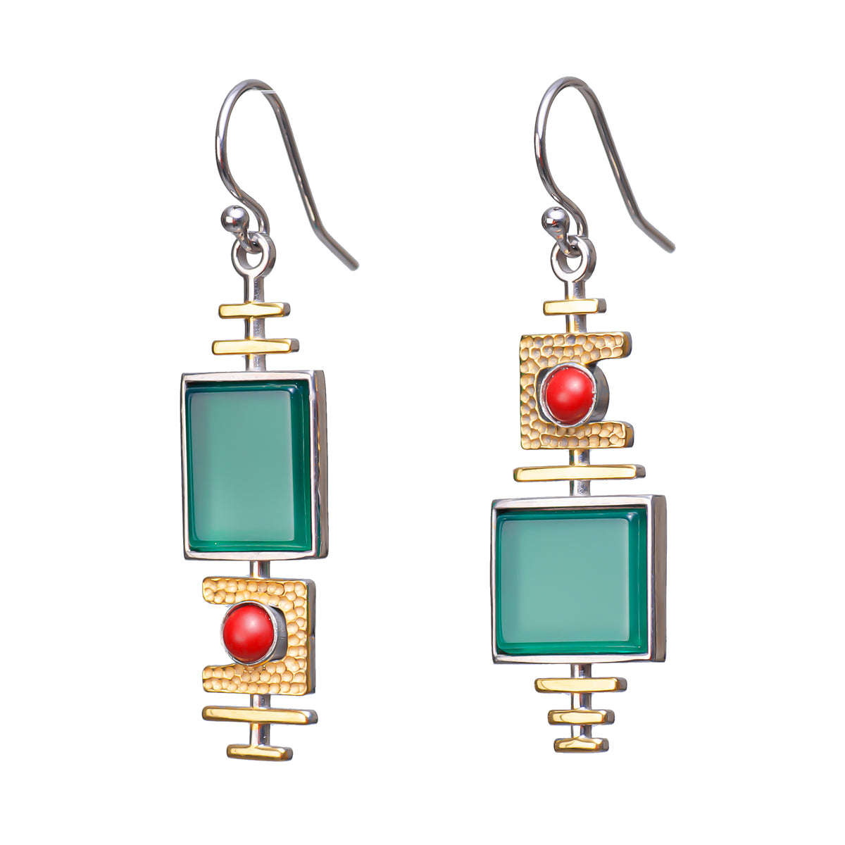 Malachite Dangle Silver Earrings - Earrings - Pretland | Spiritual Crystals & Jewelry