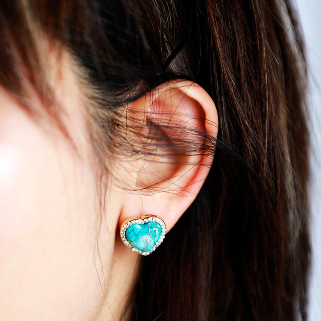 Spiritual Natural Stones Heart Stud Earrings - Earrings - Pretland | Spiritual Crystals & Jewelry