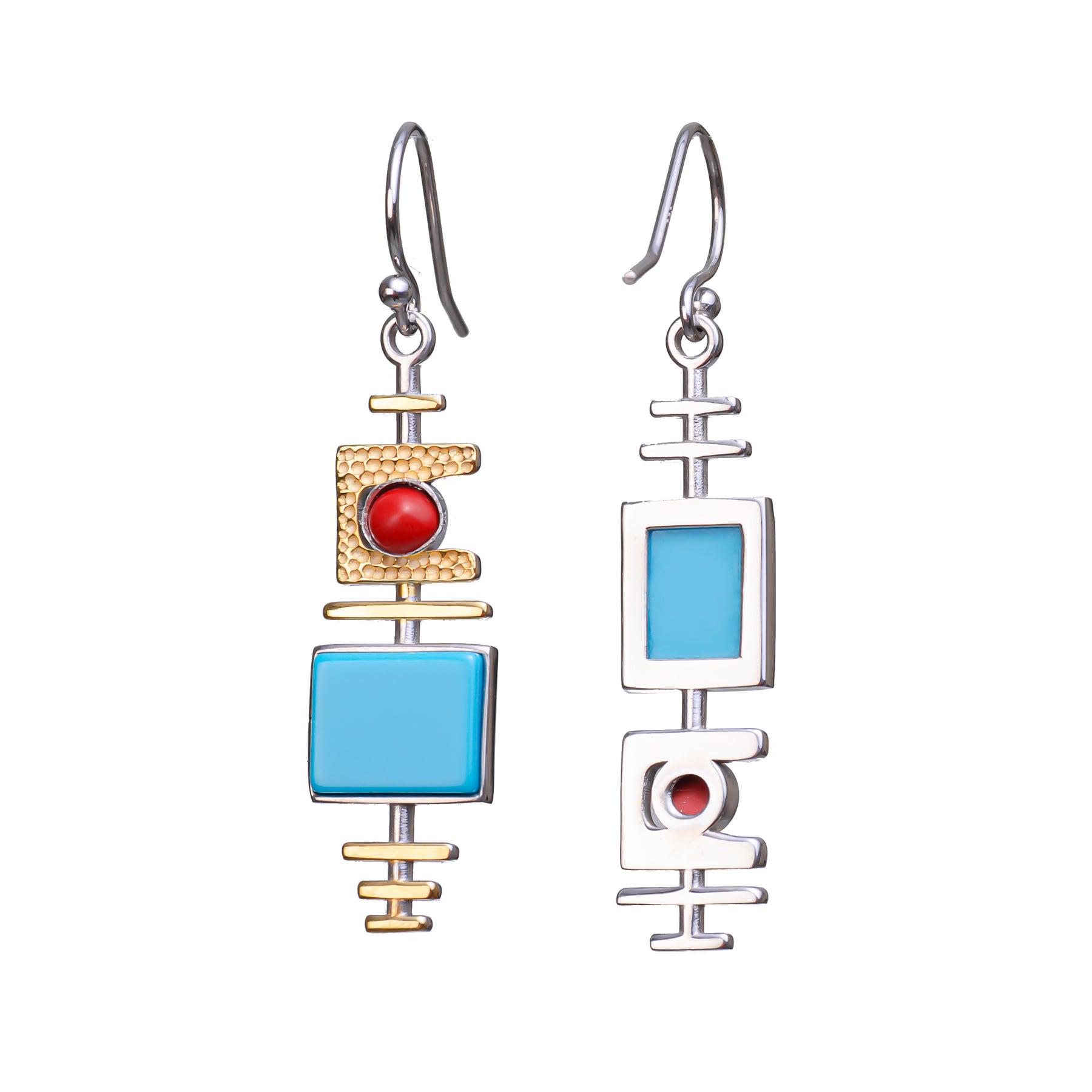Turquoise Dangle Silver Earrings - Earrings - Pretland | Spiritual Crystals & Jewelry