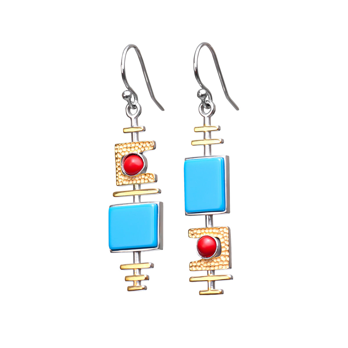 Turquoise Dangle Silver Earrings - Earrings - Pretland | Spiritual Crystals & Jewelry