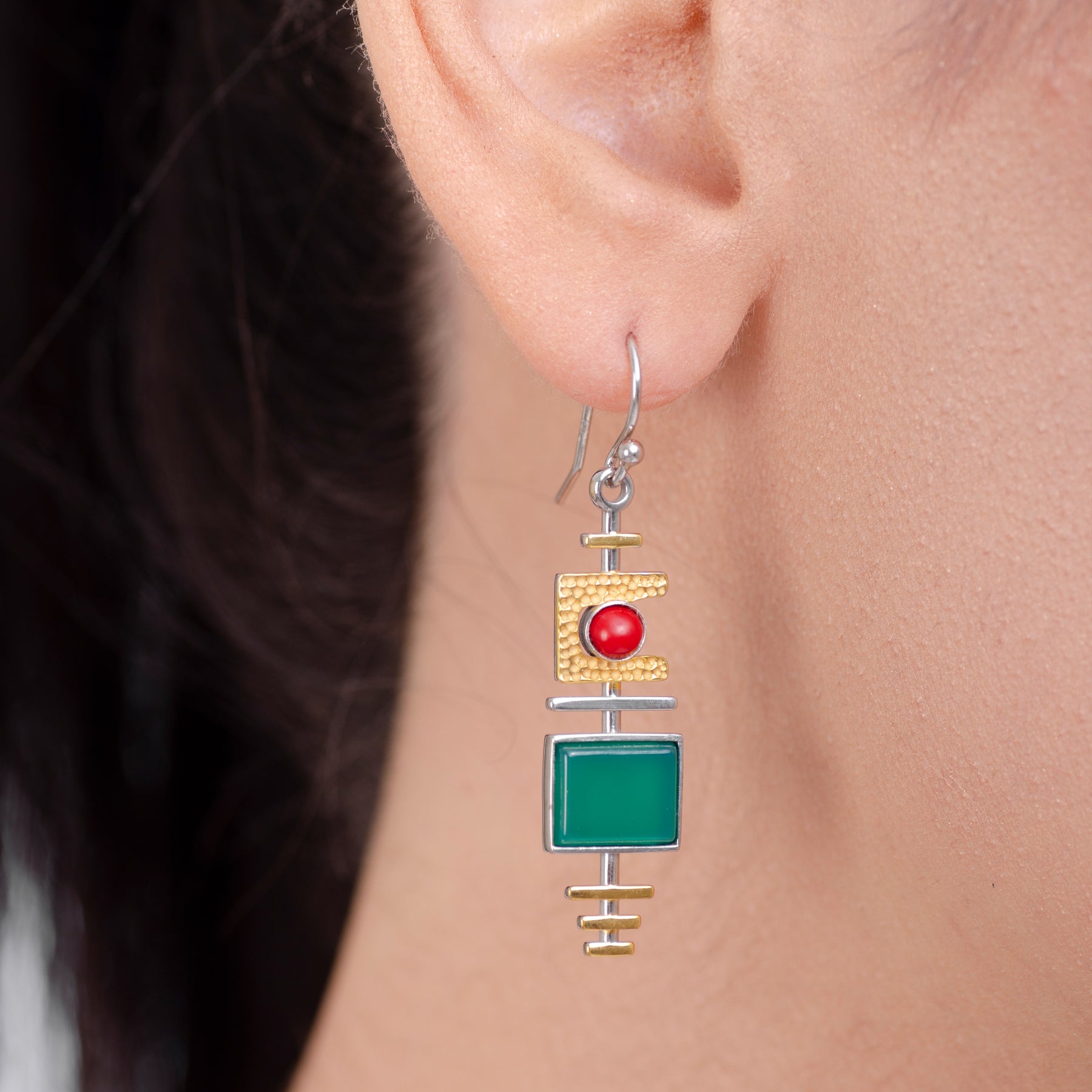 Malachite Dangle Silver Earrings - Earrings - Pretland | Spiritual Crystals & Jewelry
