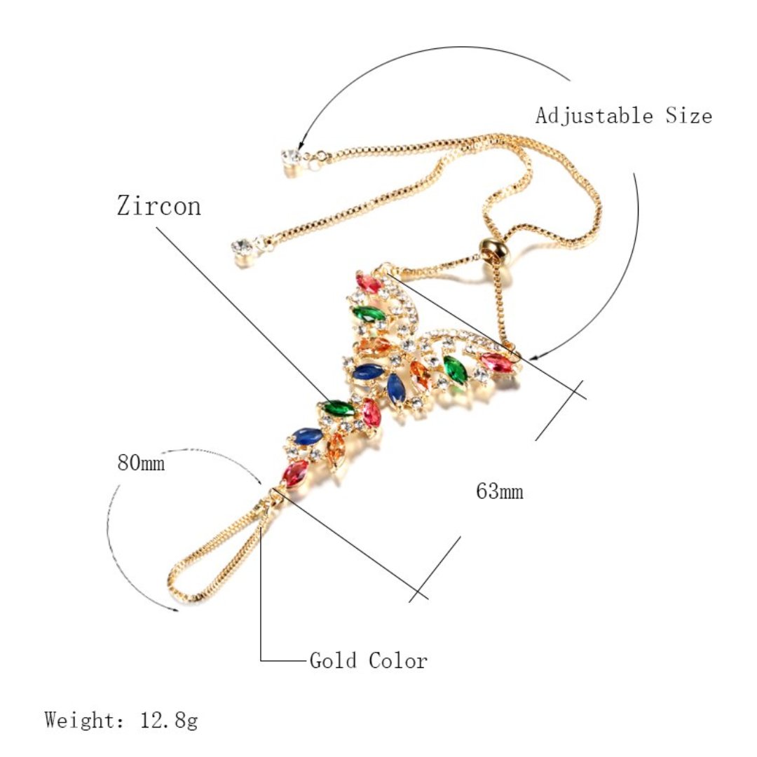 Luxury Indian Style Colorful Zirconia Gold Plated Bracelet - Bracelets - Pretland | Spiritual Crystals & Jewelry