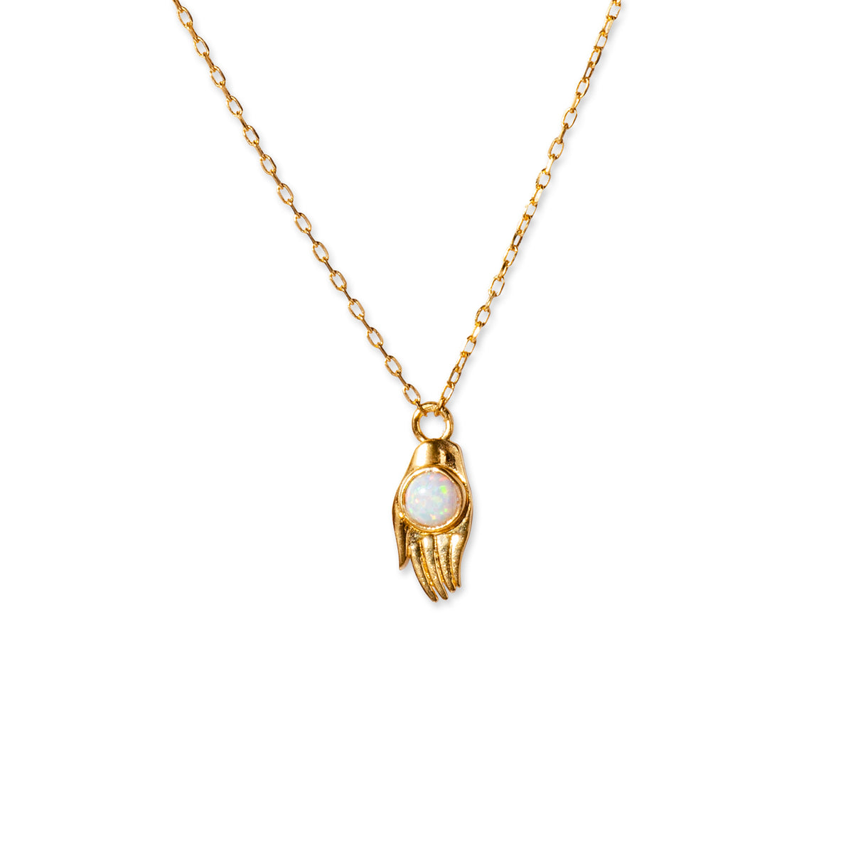 Hamsa Opal 24K Gold Necklace - Gold Vermeil Necklace - Pretland | Spiritual Crystals & Jewelry