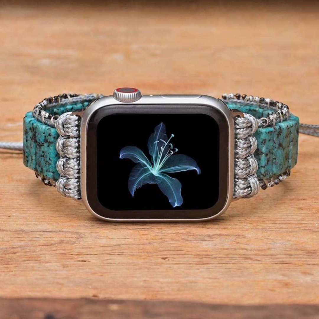 Bohemian Blue Sesame Jasper Apple Watch Strap - Samsung Watch Straps - Pretland | Spiritual Crystals & Jewelry