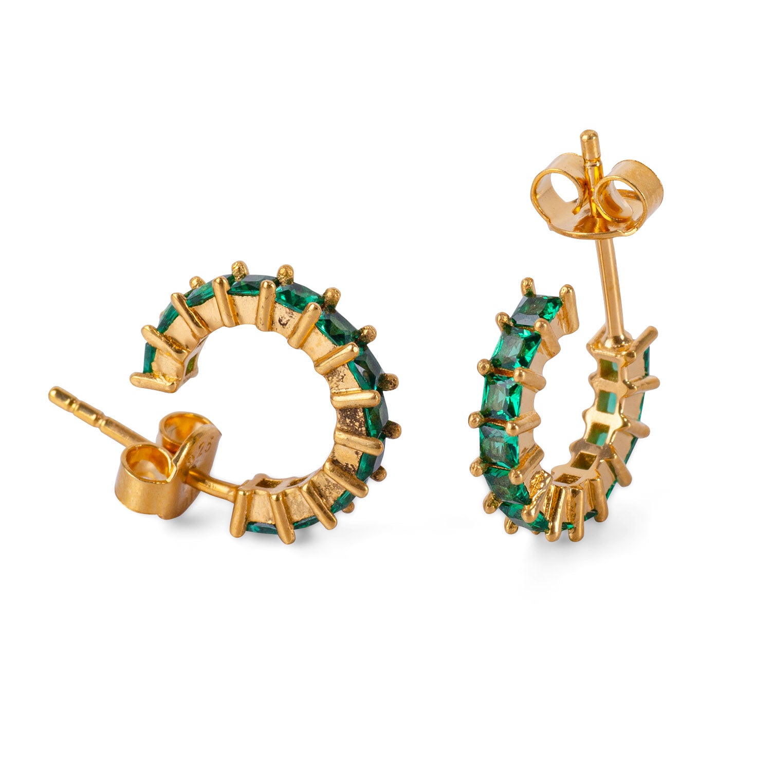 Helen Emerald 24K Gold Earrings - Gold Vermeil Earrings - Pretland | Spiritual Crystals & Jewelry