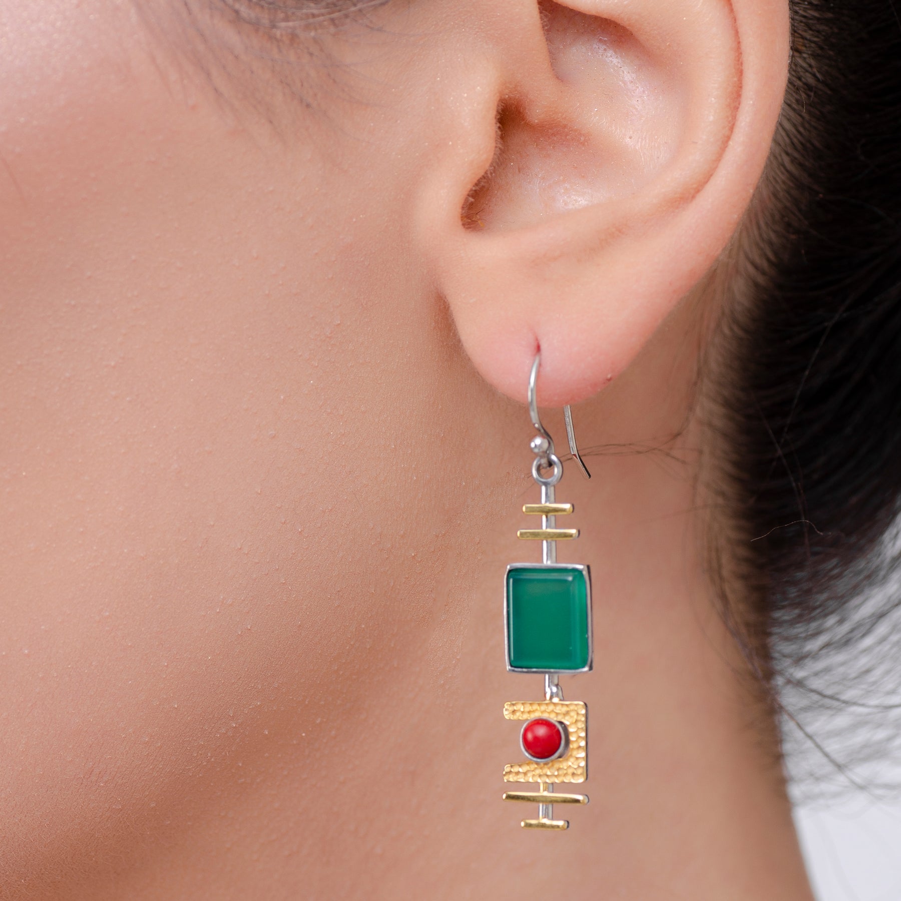 Malachite Dangle Silver Earrings - Earrings - Pretland | Spiritual Crystals & Jewelry