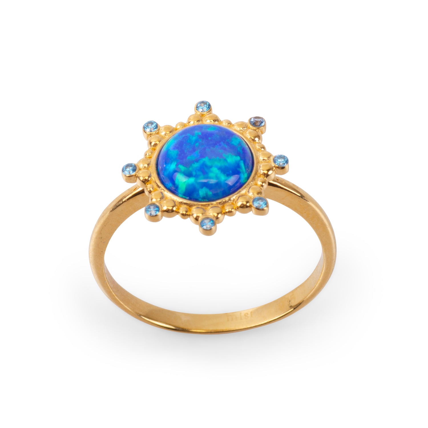 Starlight Blue Opal 24K Gold Ring - Gold Vermeil Ring - Pretland | Spiritual Crystals & Jewelry