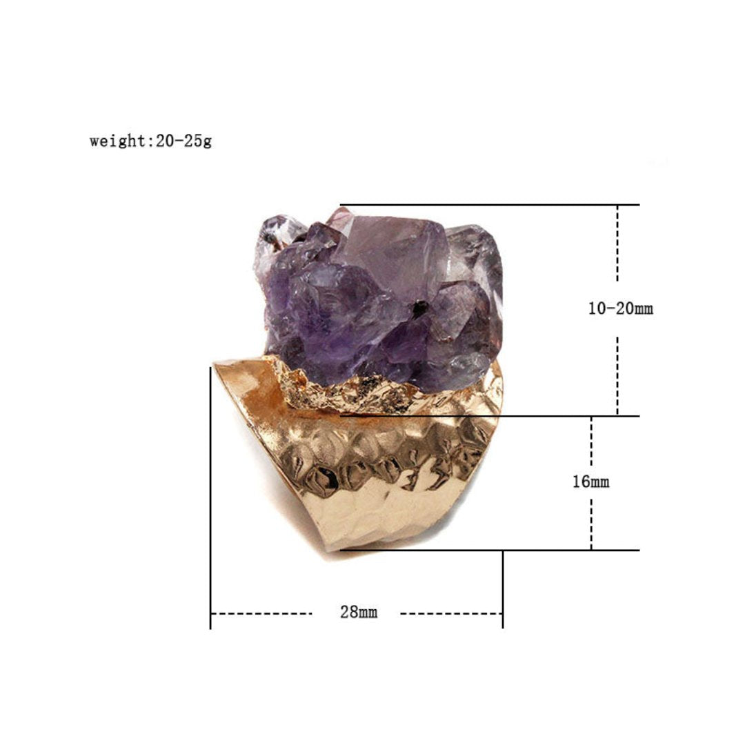 Natural Raw Amethyst Adjustable Ring - Rings - Pretland | Spiritual Crystals & Jewelry