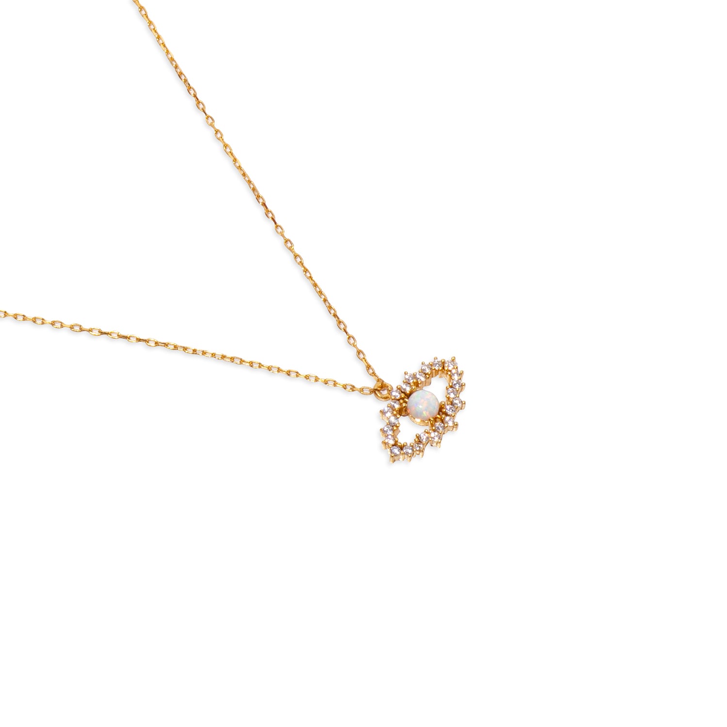 Evil Eye Opal 24K Gold Necklace - Gold Vermeil Necklace - Pretland | Spiritual Crystals & Jewelry